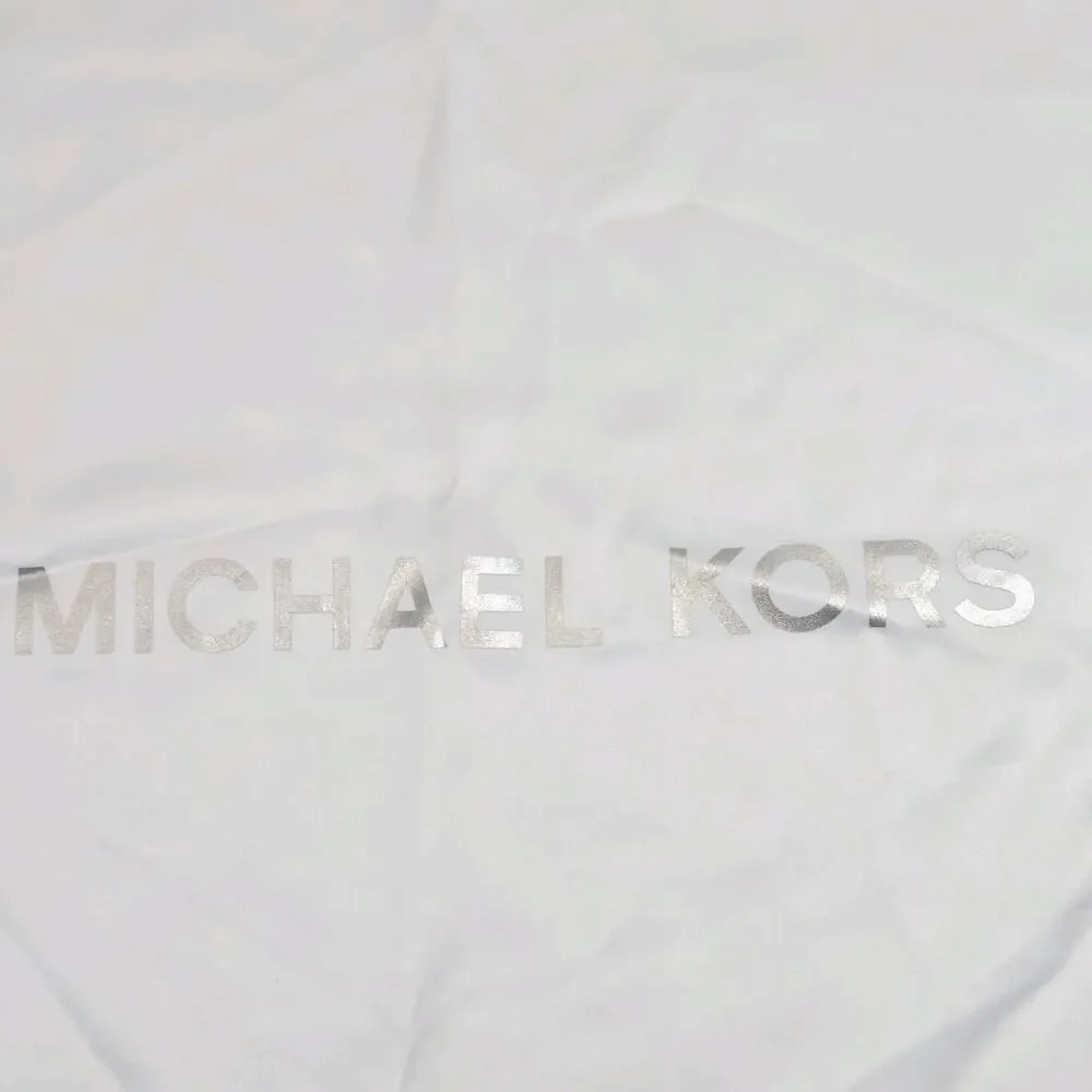 Michael Kors Drawstring Dust Bag White Satin Silver Logo Storage Pouch 18x19